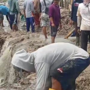 CV JSP tidak hanya kerahkan alat berat, 500 karyawanya juga dikerahkan atasi tanggul jebol Sungai Jratun di desa Ngemplik Wetan.