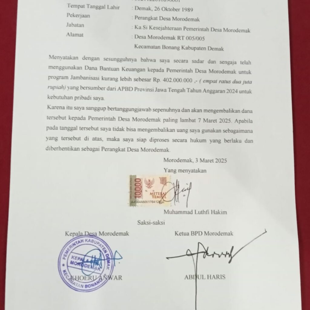 Gelapkan dana jambanisasi